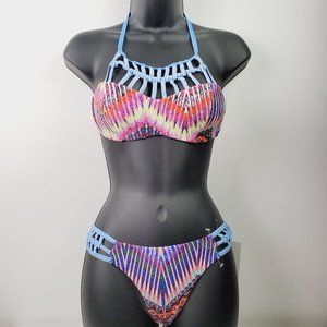 Tini Bikini Tie Dye Strappy Two Piece Swimsuit Sz XS